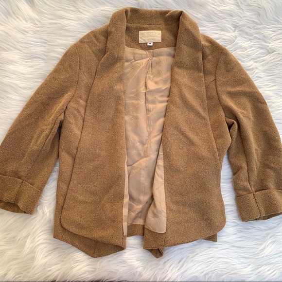 Alberto Makali Camel Open Front Drape Blazer - Picture 6 of 12